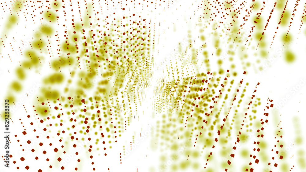 Poster abstract 3d space with rays of dots and colored reflections. design. movement of abstract rays from 