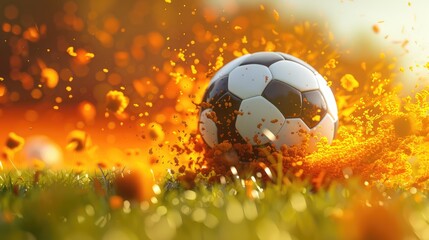 Fototapeta premium soccer ball in grass
