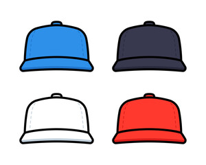 Vector Baseball Hats Flat Illustration