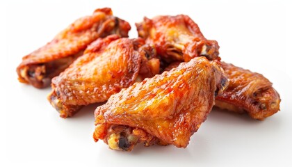 Fried chicken wings in golden brown isolated