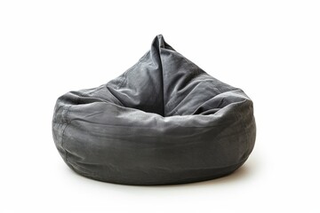 Front facing stylish gray beanbag on white background
