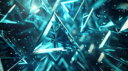 Triangles in aquamarine, projecting a modern, technological aura.