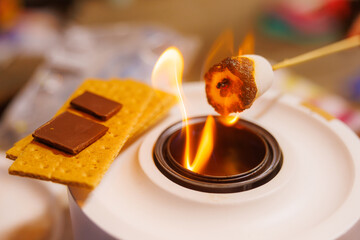Making S'mores Over a Portable Campfire