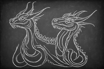 Chalkboard Dragon Sketch