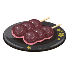 皿に盛られた粒あんの桜団子
