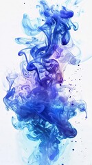 blue smoke on white background liquid