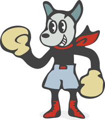 Boxing dog provoking opponent