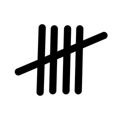 Tally marks count or prison wall sticks lines counter. hash marks icons of jail or desert island lost day tally numbers counting in slash lines. prison. vector illustration