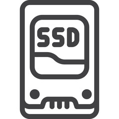 SSD new technology hard disk storage outline icon on white background