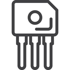 Transistor electronic semiconductor device outline icon on white background