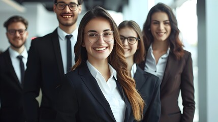 Confident and Collaborative Business Team in Professional Attire Working Together