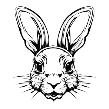 Cool black and white rabbit outline tattoo