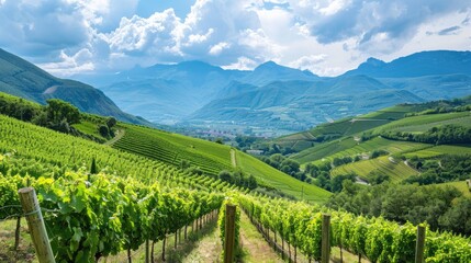 Fototapeta premium Vineyards lining the mountains