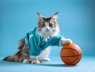 Ragdoll Cat Playing Basketball Active Lifestyle at Home