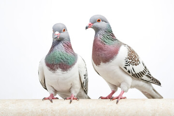 Obraz premium Two Pigeons Perched on a Railing