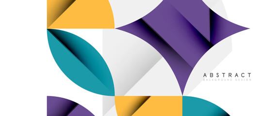 Minimal geometric elements on white. Petals, round triangles, star