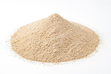 Pile of beige sand on a white background