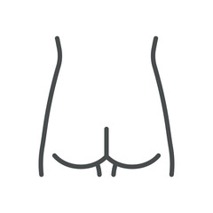 Lower Back Icon. Isolated Line Illustration of Human Lower Back, Representing Spinal Health, Orthopedics, and Musculoskeletal System. Perfect for Medical and Healthcare Applications.