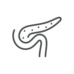 Pancreas Icon. Simple Isolated Line Illustration of Human Pancreas, Representing Endocrinology, Digestive Health, and Pancreatic Function. Perfect for Medical and Healthcare Applications.