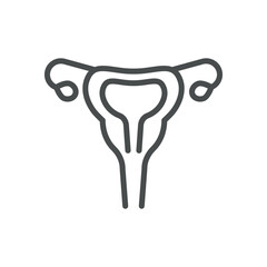 Female Reproductive System Icon. Simple Line Illustration of Human Female Reproductive System, Representing Gynecology, Reproductive Health, and Anatomy. Perfect for Medical and Healthcare Application