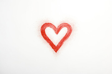 Fototapeta premium Red heart drawn on white background