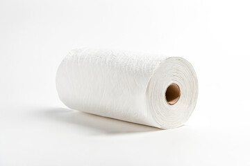Roll of White Paper on White Background