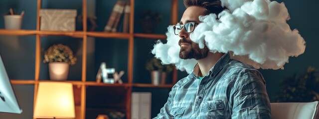 Focused Cloud Architect Vaping in Minimalist Coworking Space - Powered by Adobe