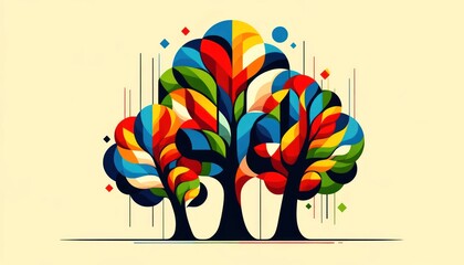 Obraz premium Vibrant Geometric Trees