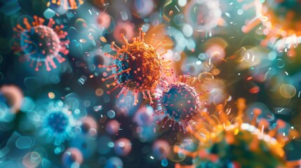 A moving kaleidoscope of colors and shapes representing global health data and disease outbreaks in different regions.