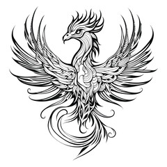 Cool simple black phonix outline tattoo