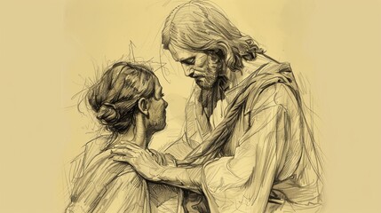 Jesus in Hospital: Comfort and Hope, Biblical Illustration of Mercy, Ideal for Inspirational Use