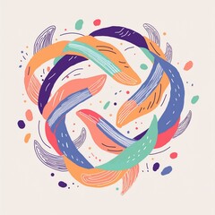 A mesmerizing abstract shape with fluid, interlocking curves in vibrant shades