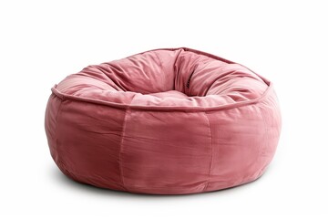 New soft pink beanbag viewed from the side on white background