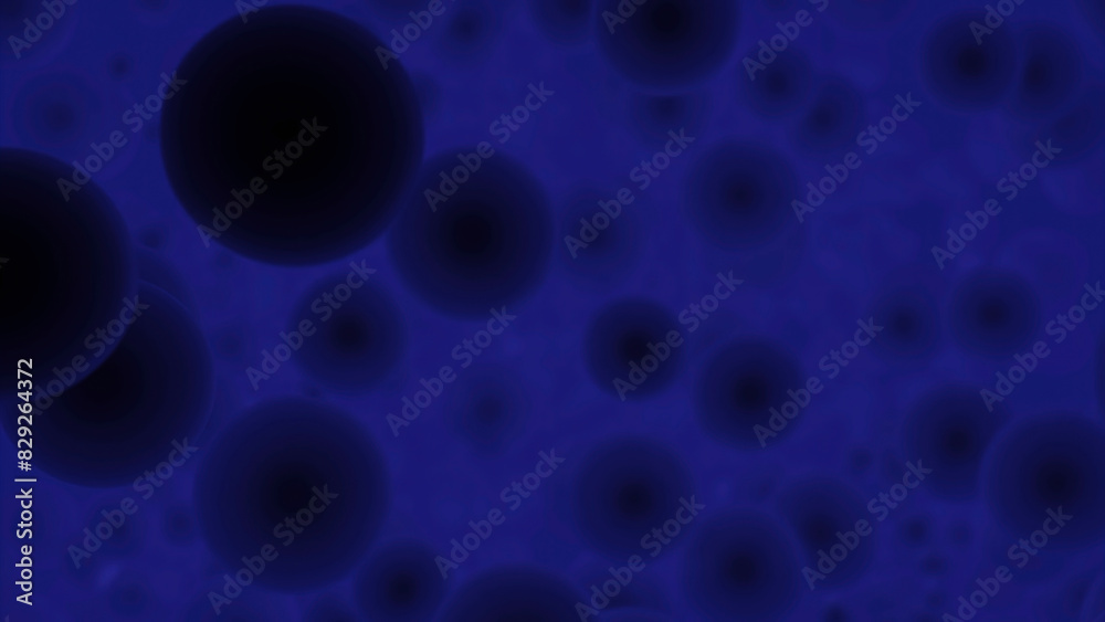 Wall mural abstract blue bubbles motion background. design. floating abstract blue spherical objects.