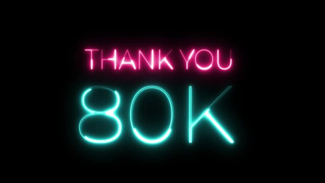 thank you 80k neon text animation