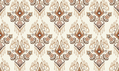 Hand draw Ikat floral paisley embroidery.Ikat ethnic oriental seamless pattern traditional.Aztec style abstract vector illustration.white background.great for textiles, banners, wallpapers.