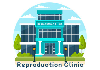 Reproduction Clinic Vector Illustration featuring Assisted Reproductive Technology, Test Tube Fertilization or Egg Cell in a Cartoon Background