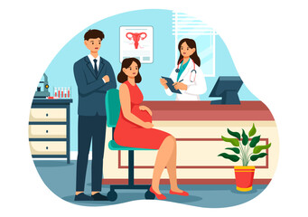 Reproduction Clinic Vector Illustration featuring Assisted Reproductive Technology, Test Tube Fertilization or Egg Cell in a Cartoon Background