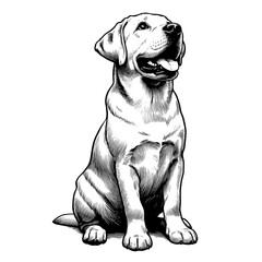 Hand drawn cute Labrador in full-body, vector sketch isolated on transparent background.	