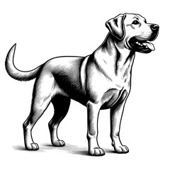 Hand drawn cute Labrador in full-body, vector sketch isolated on transparent background.	