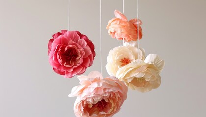 Peony floral mobile for baby nursery