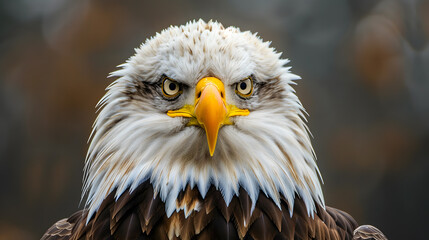 Obraz premium A bald eagle with its head held high and looking directly at the camera