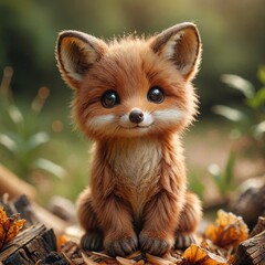 Fototapeta premium Cute Fox Cub In Forest