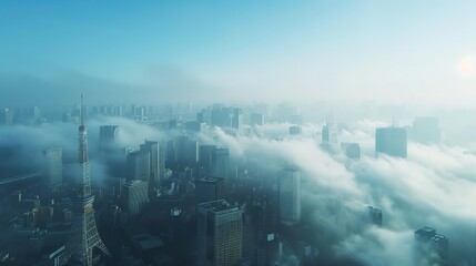 Obraz premium Morning Tokyo - Beautiful City Landscape on Japan 