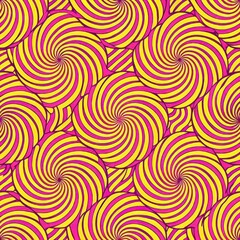 Fototapeta premium Seamless pattern of rounded lines with optical illusion effects like moiré patterns and spirals, adding a sense of movement and depth to your gift wrap, Generative AI 