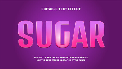Editable Text Effect Sugar 3D Vector Template