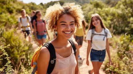 Fototapeta premium the wilderness walks along a nature trail on a sunny day