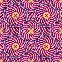 Fototapeta premium Seamless pattern of rounded lines with optical illusion effects like moiré patterns and spirals, adding a sense of movement and depth to your gift wrap, Generative AI 