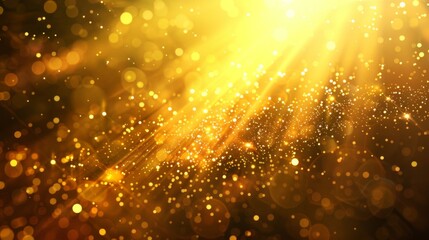 Fototapeta premium abstract background with golden light rays and sparkling particles.