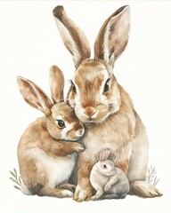 Obraz premium Rabbit Family Watercolor Illustration
